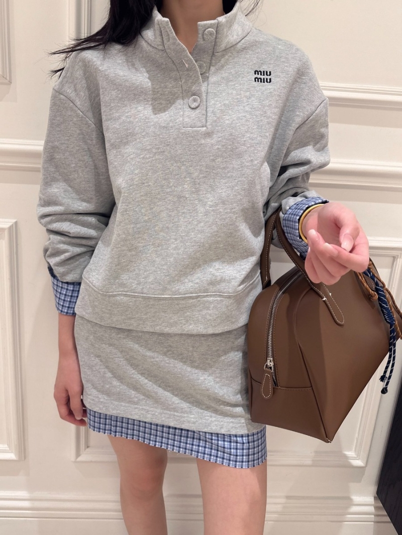 Miu Miu Chic Sweater and Skirt Set Grey