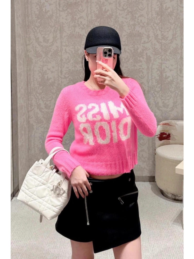 Dior 24FW Autumn/Winter Collection Wool Pullover Sweater with Letter Jacquard Rosy