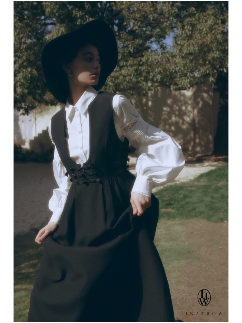 Dior Sleeveless Deep V-Neck Frogging Detail Midi Dress in Black