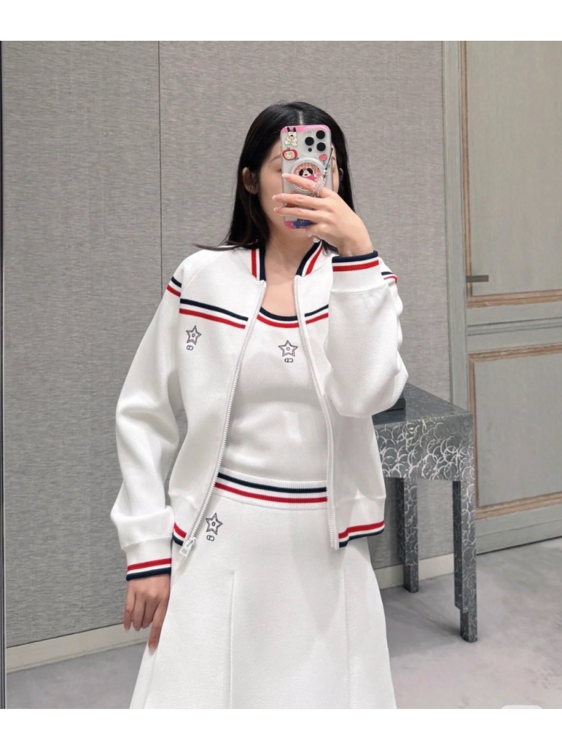Dior Miss Dior Limited Edition Tennis Style Knitted Zip Jacket White