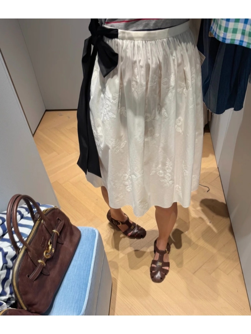 Miu Miu Exclusive Early Spring Embroidered Floral Midi Skirt