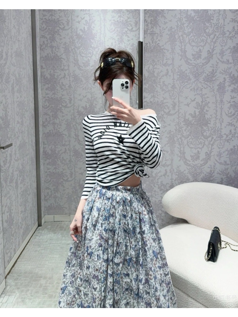 Dior MissDior Navy Stripe Lucky Star Knitted Long Sleeve Top - Exclusive Imported Edition