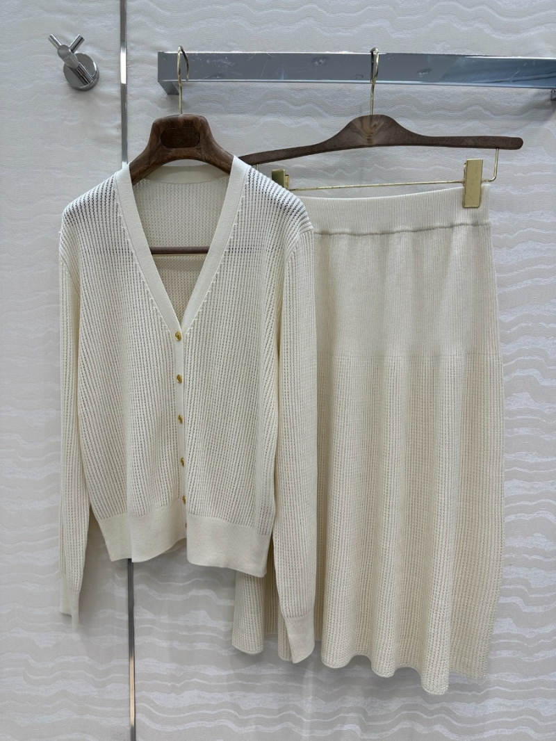 Loro Piana Exclusive Imported Knitted Midi Skirt Creme - Elegant Minimalist Style