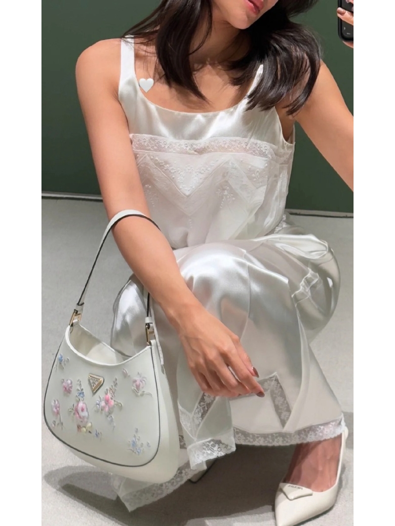 Prada Exclusive Lace-Trim Round Neck Tank Dress