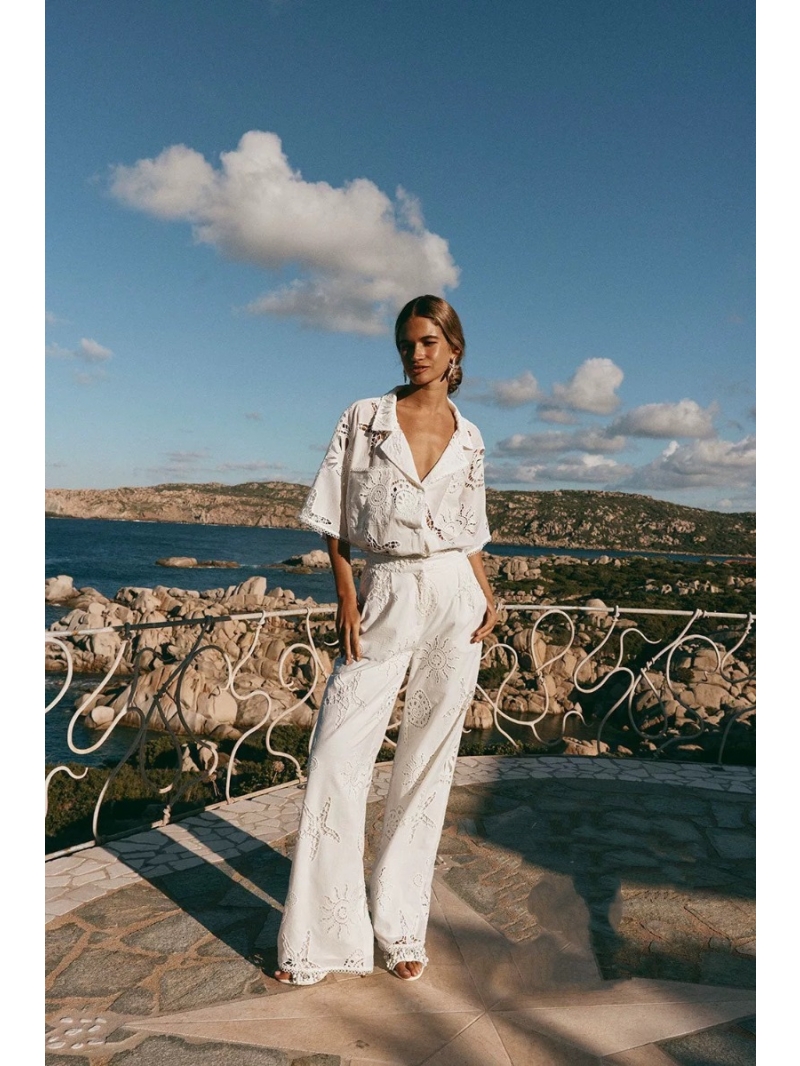 Valentino Exclusive Ocean Breeze Embroidered Cuban Shirt