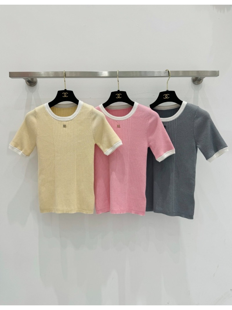 Chanel Pink Colorblock Knit Top - Chic Slim-Fit Design