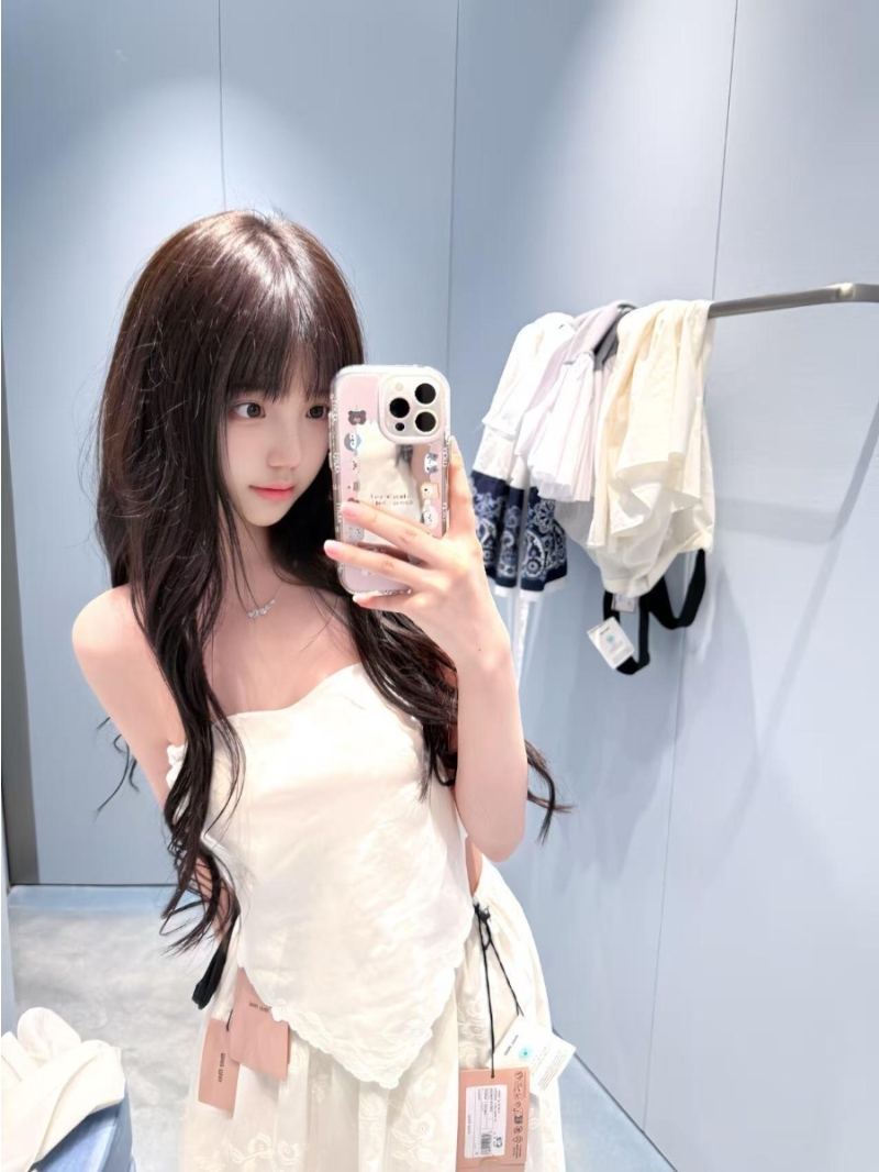 Miu Miu Exclusive Embroidered Twill Triangle Tube Top