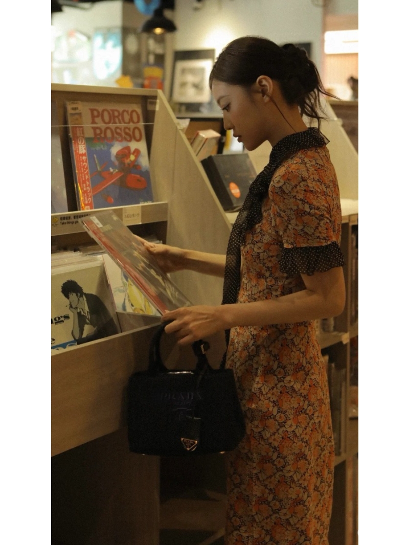 Prada Summer Retro Palace Floral Silk Dress Orange Black - Luxe & Romantic