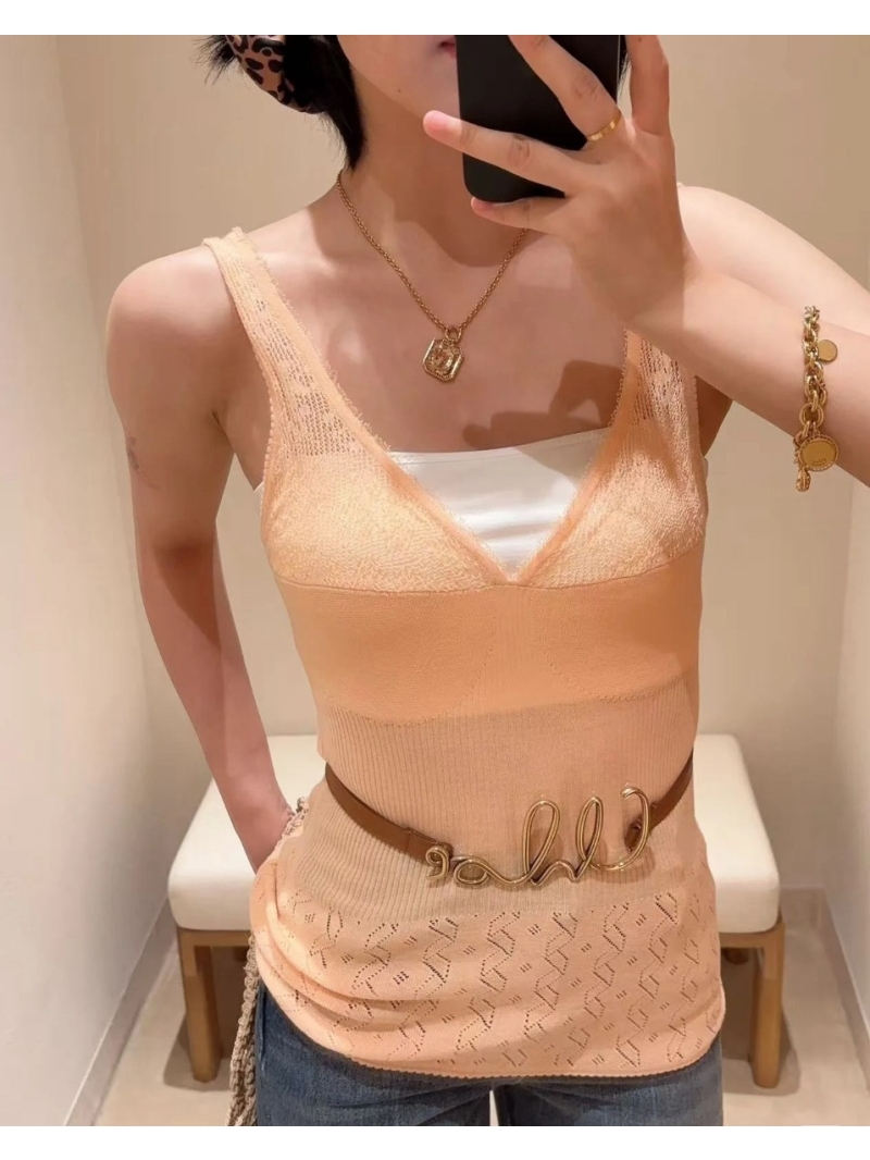 Chloe Luxe Hollow-Out Vest - Elegant Cotton Knit Top