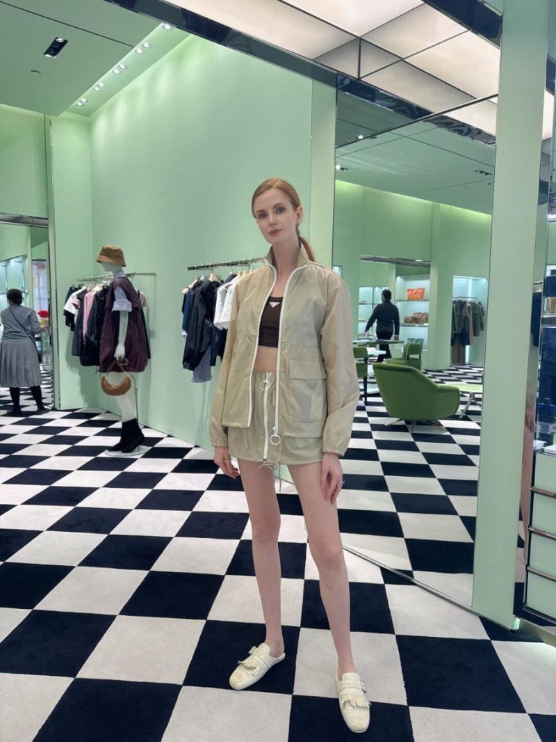 Prada Spring/Summer Luxe Triangle Logo Jacket & Skirt Set