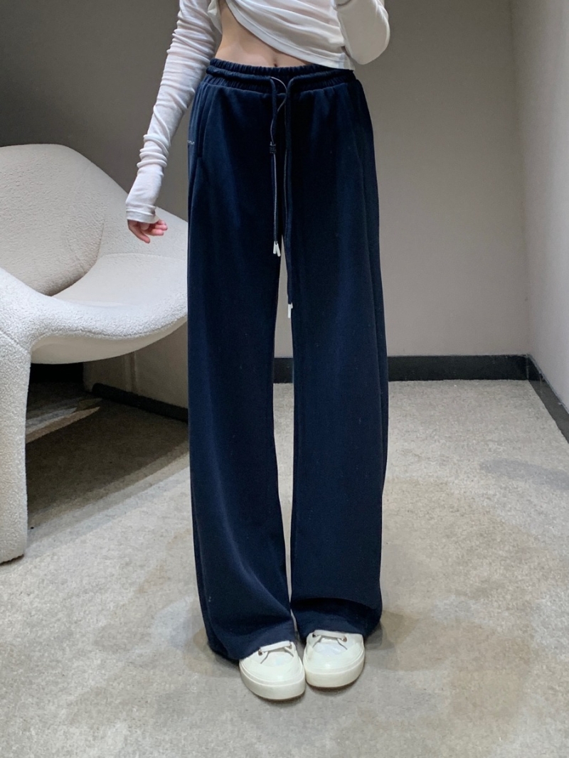 Alexander Wang 25SS Spring Summer Embroidered Drawstring Casual Pants Deep Blue - Exclusive Edition