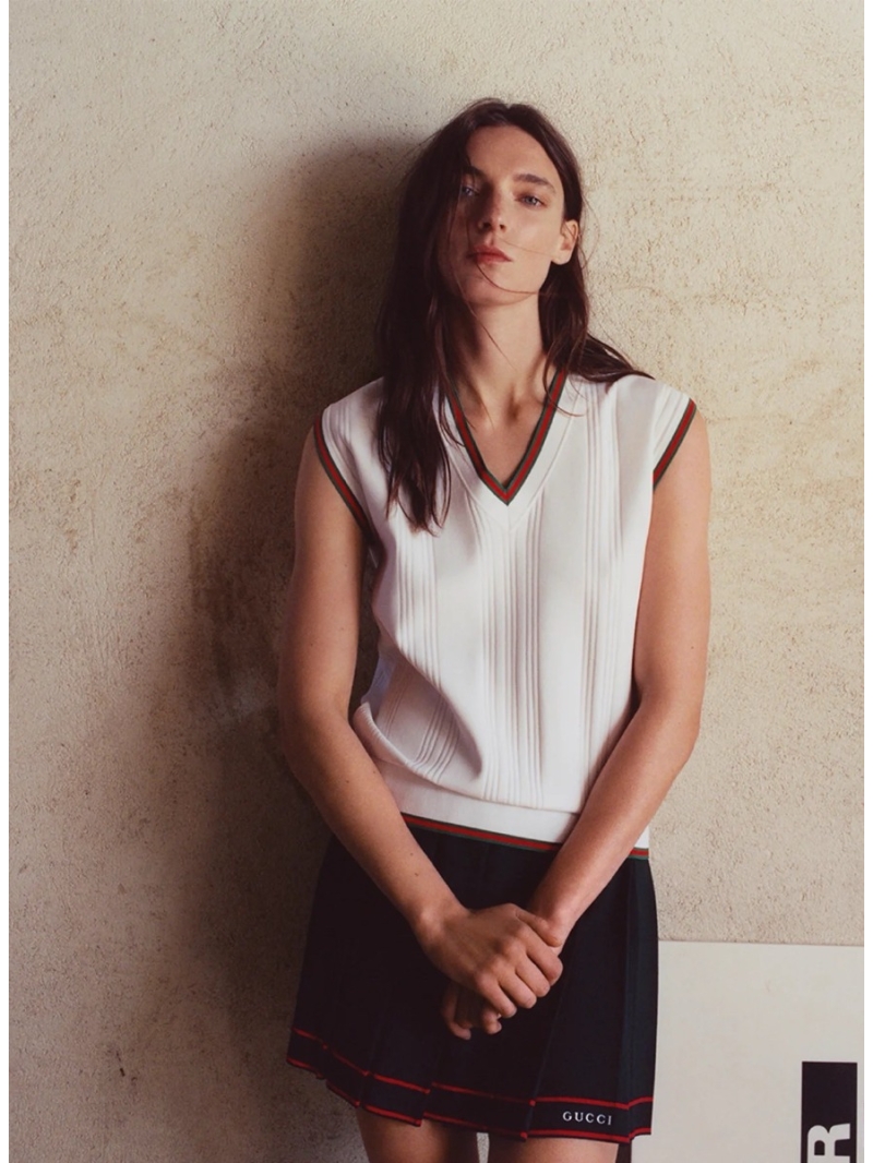 Gucci White GG Tennis-Inspired Knitted Vest - Chic V-Neck Luxe Design