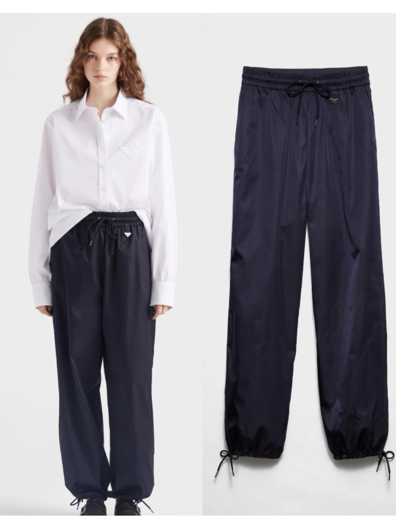 Prada Limited Edition Lightweight Regenerated Nylon Pants - Navy Blue Luxe Style
