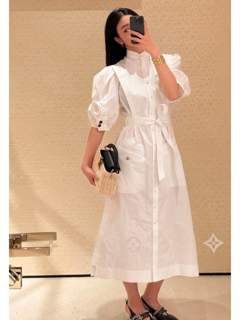Louis Vuitton Elegant French Court Shirt Dress in Cotton Poplin