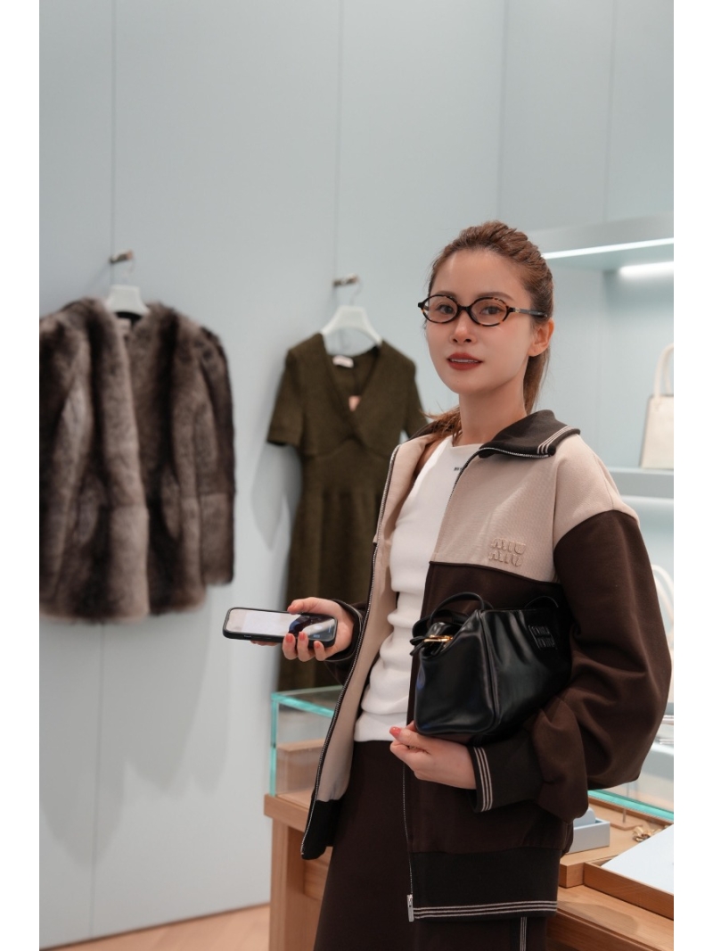 Miu Miu 25FW Early Autumn Melange Colorblock Zipper Jacket - Exclusive Design