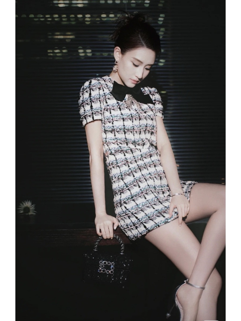 Valentino Luxe Sequin Tweed Plaid Dress - Elegant French Court Style