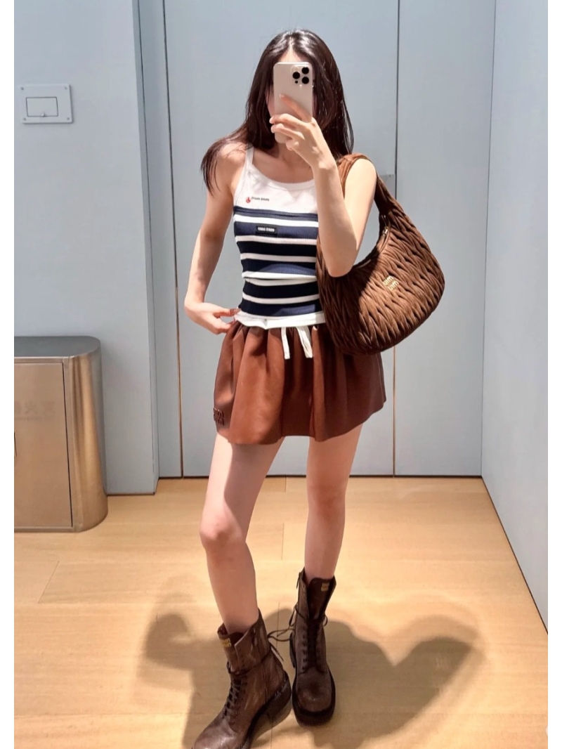 Miu Miu 25SS Spring Summer Striped Knit Tube Top - Exclusive Slim-Fit Design