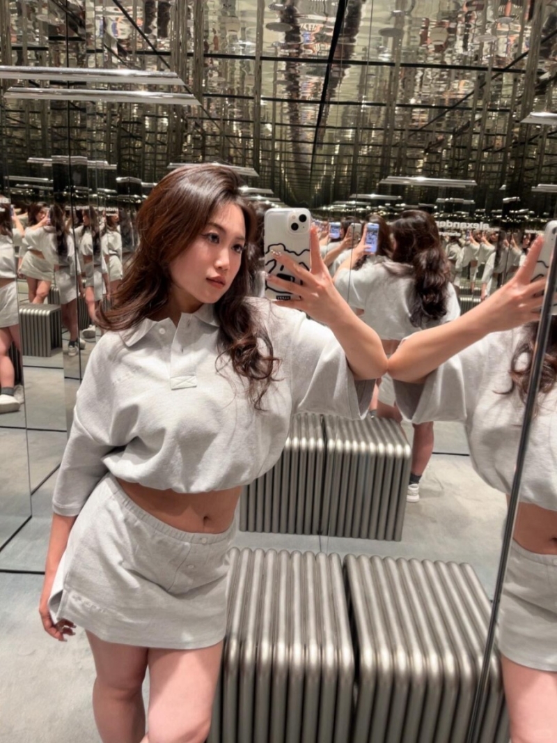 Alexander Wang 25SS Spring/Summer Pique Cotton Polo Set - Grey Exclusive