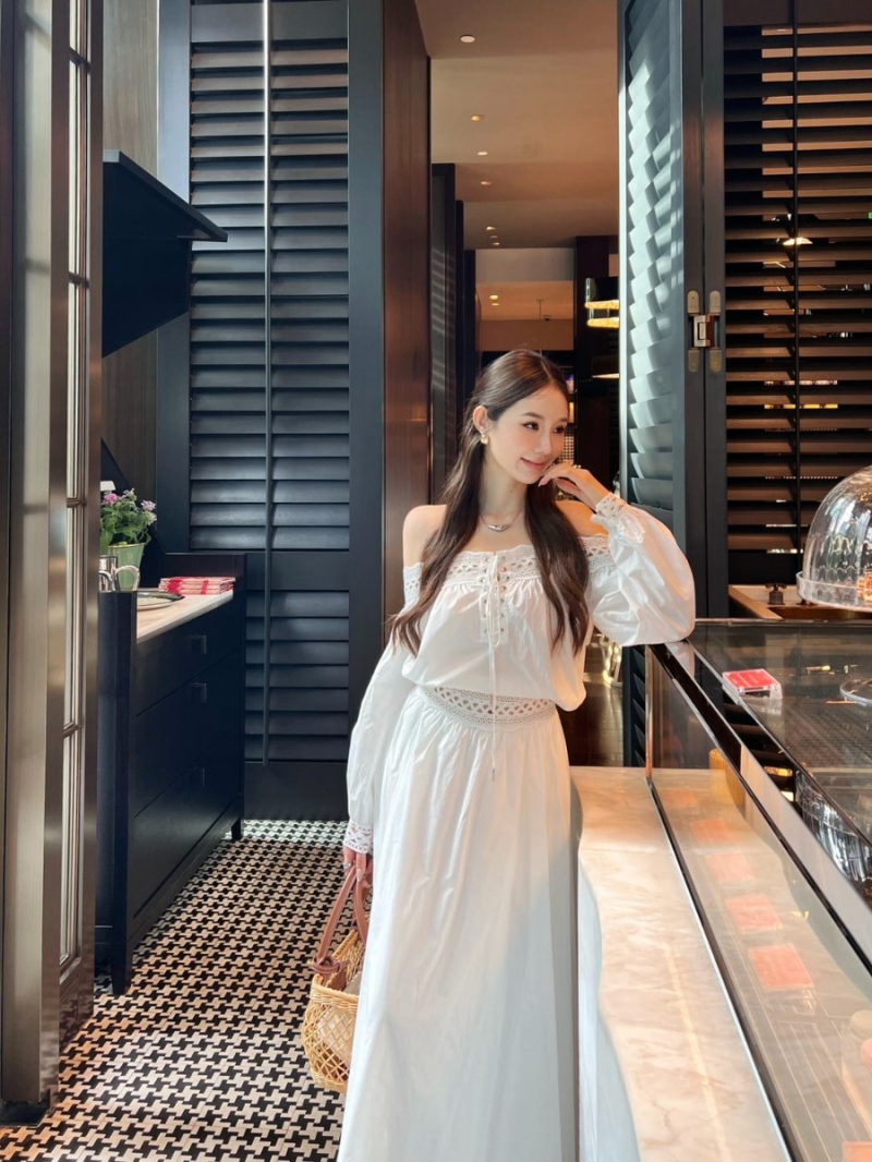 Celine Elegant Lace-Up Off-Shoulder Top - Luxe Resort Style