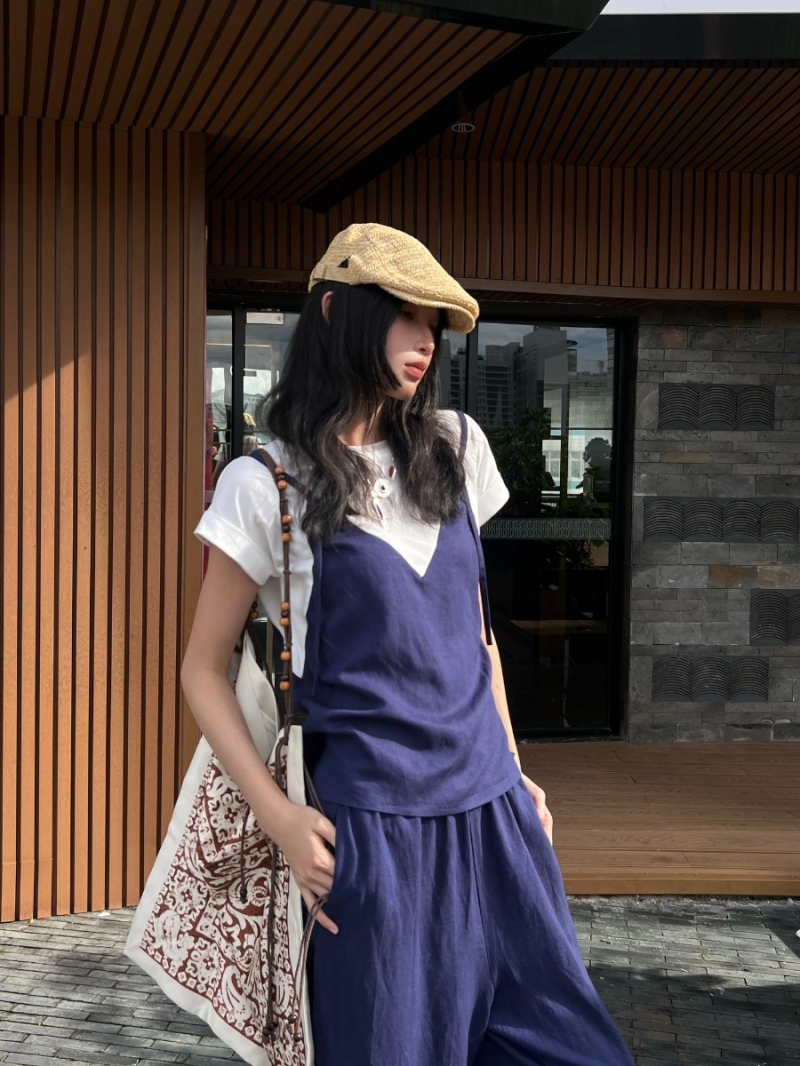 MaxMara College-Style Spliced Two-Piece Top - Luxe Tencel Linen