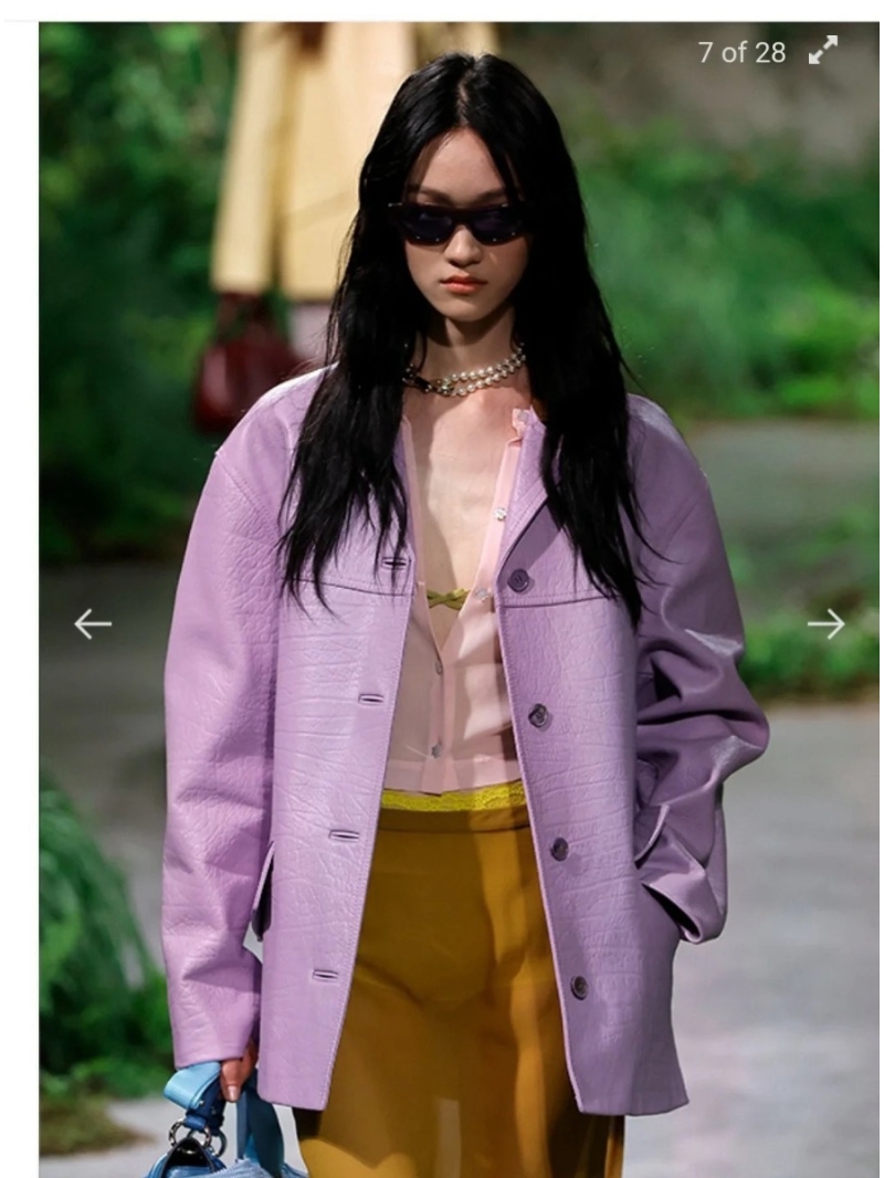 Gucci Luxe Lavender Leather Jacket - Colorblock Oversized Blazer