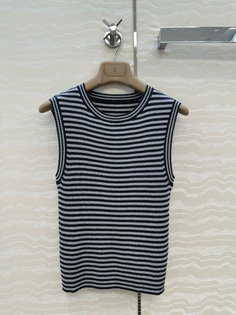 Brunello Cucinelli Elegant Striped Tank Top - Luxe Grey Black