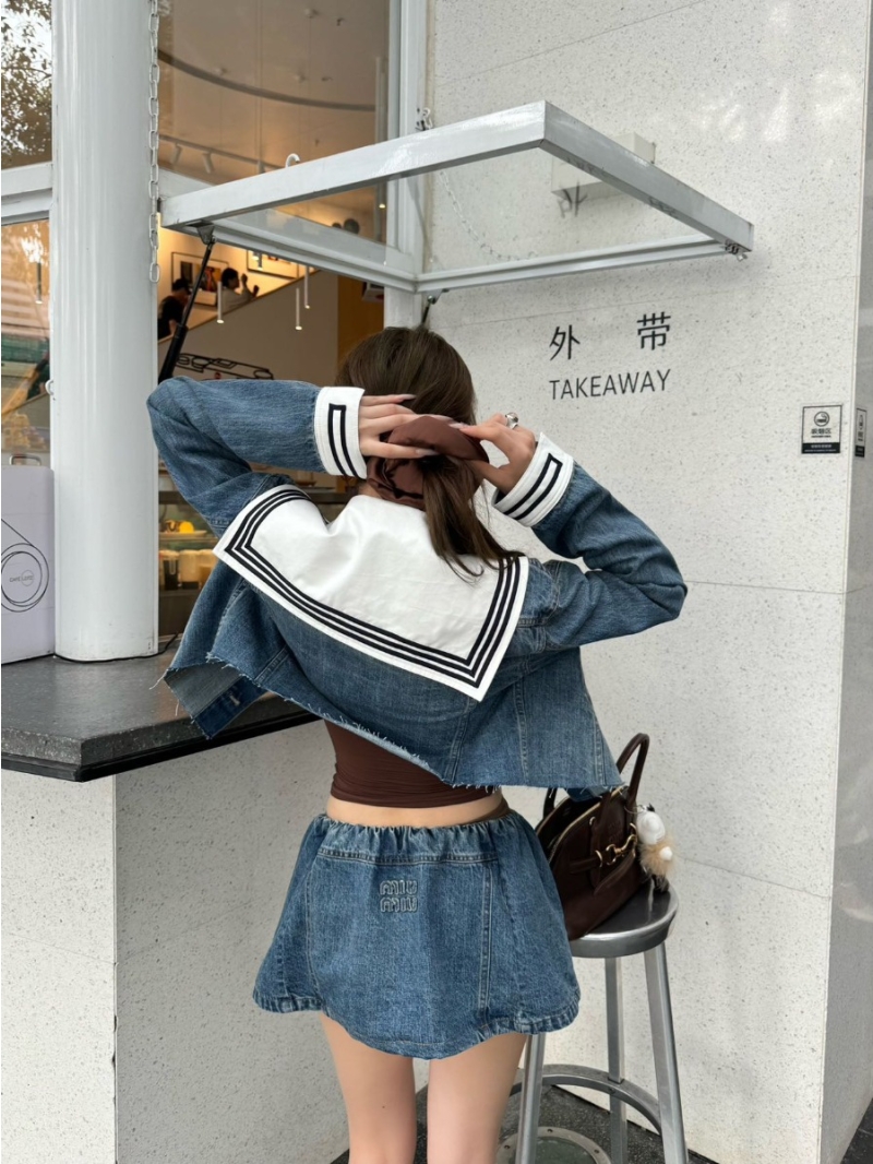 Miu Miu Denim Mini Skirt - Vintage College Style Chic