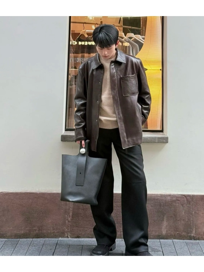 Loewe Unisex Luxe Leather Jacket Dark Coco Limited Edition - Chic & Versatile Sheepskin Outerwear