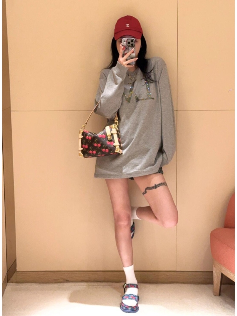 Louis Vuitton Oversized Rhinestone Logo Chain Hoodie Dress