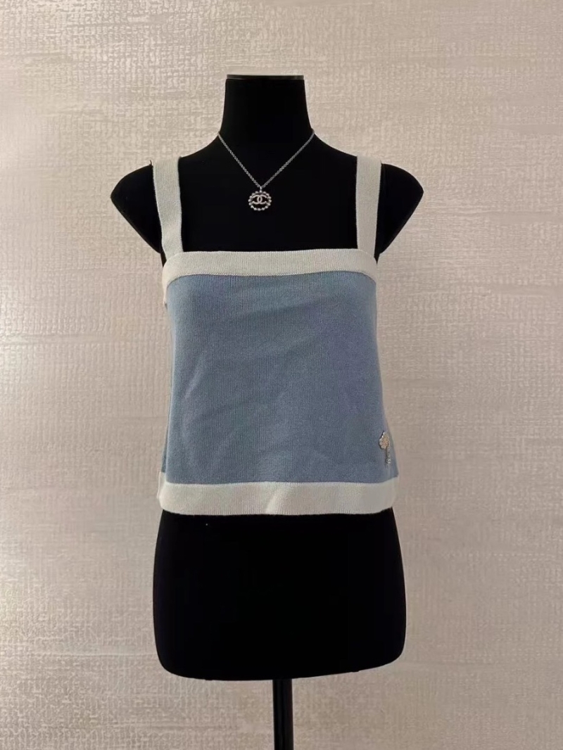 Chanel Luxe Cashmere Colorblock Camisole in Grey-Blue