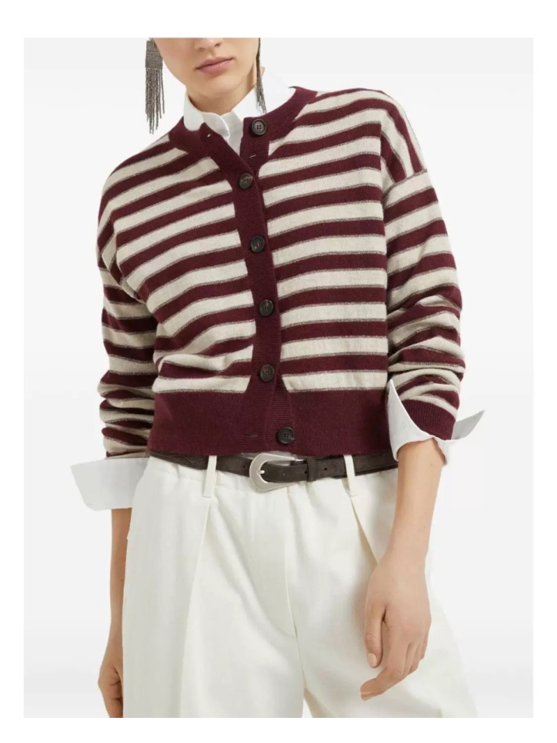 Brunello Cucinelli Exclusive High-Intelligence Casual Striped Cardigan in Luxe Cashmere