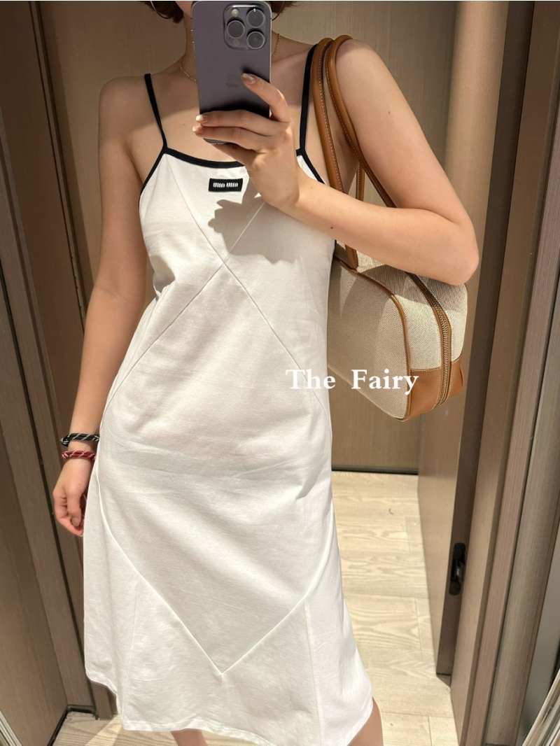 Miu Miu Cotton Cami Backless Dress - White Luxe Exclusive