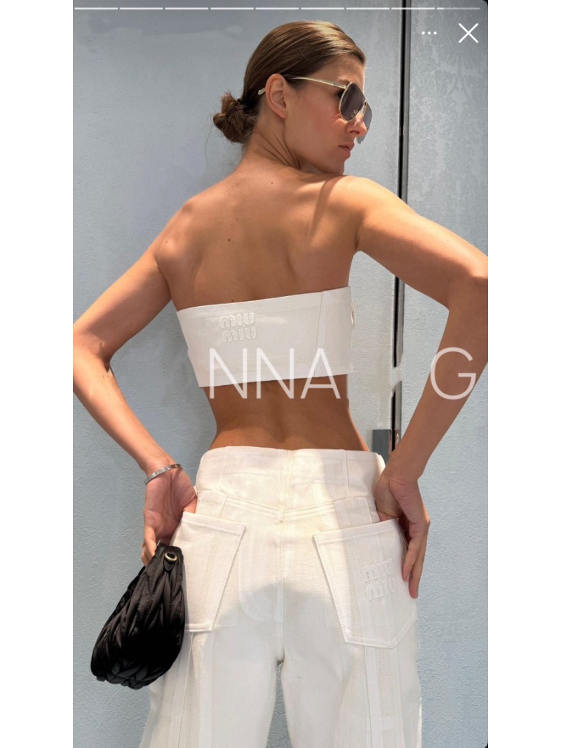 Miu Miu Exclusive Denim Bustier Top - Sweet & Edgy Cowgirl Chic