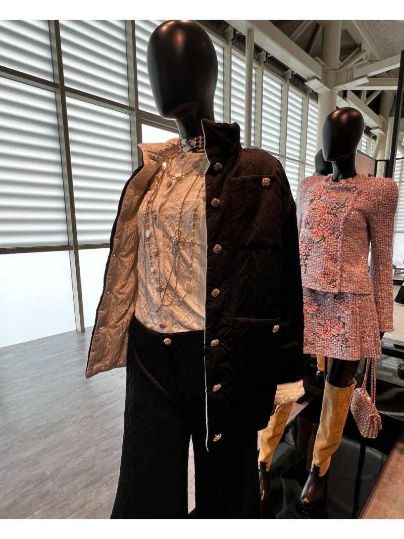 Chanel Exclusive 100% Silk Satin Quilted Cotton Coat in Black & White | 3D Tailored New Chinese Retro Style