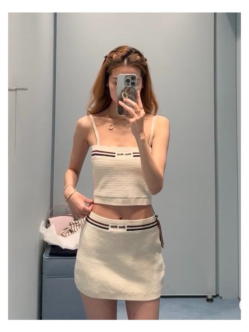 Miu Miu Spring Summer Knitted Striped Cami Top - Luxe & Slim-Fit