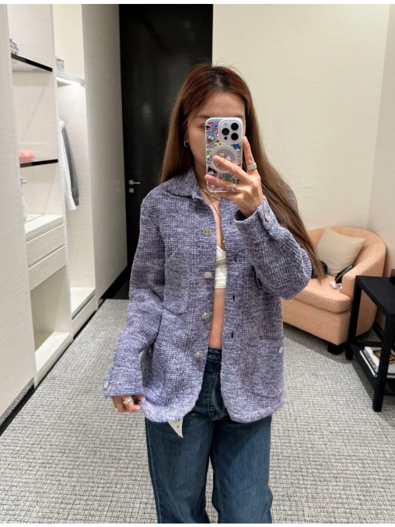 Chanel Limited Edition Coco Girl Lapel Knit Jacket in Lavender-Blue