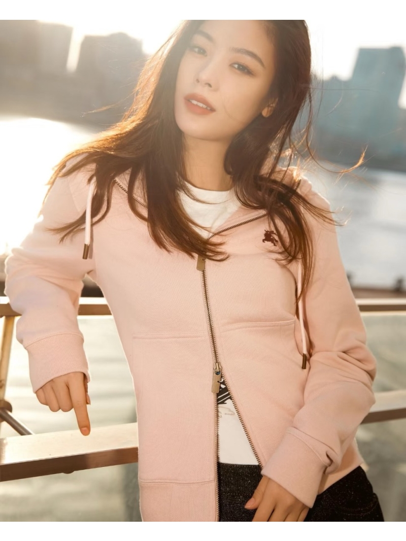 Burberry Luxe Embroidered Warhorse Hooded Sweatshirt in Pink - Timeless Casual Elegance