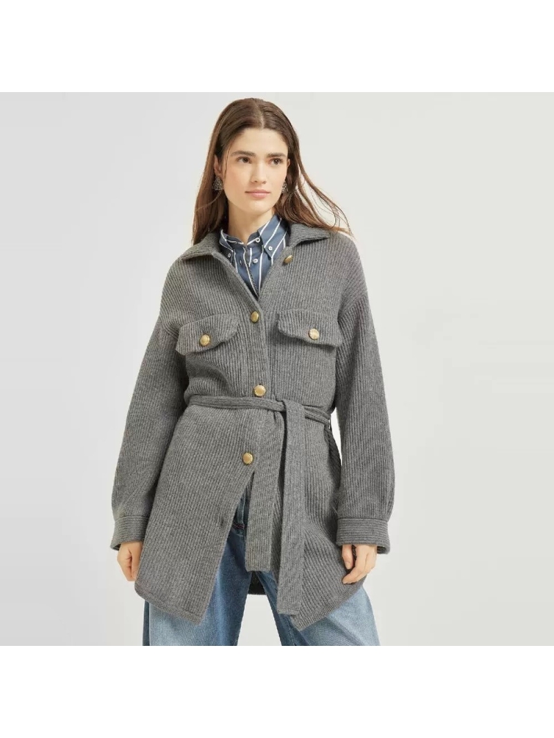 Brunello Cucinelli Exclusive Cashmere Knit Cardigan in Grey