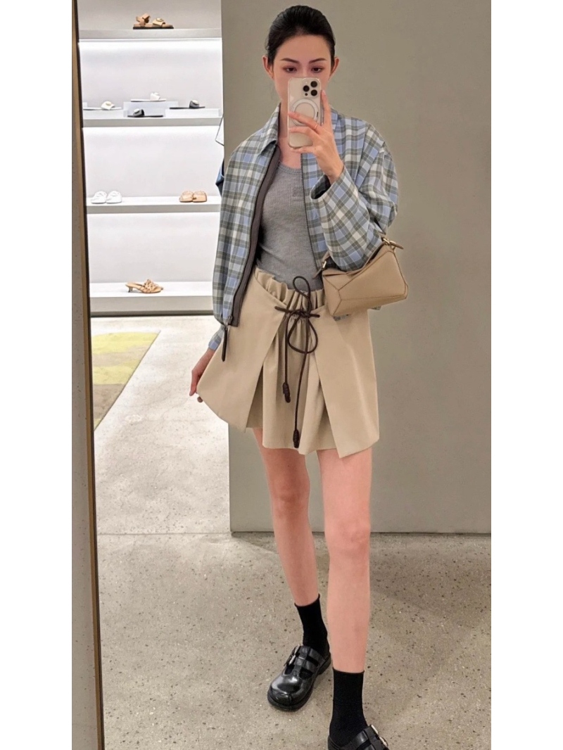 Loewe Exclusive Scottish Plaid Jacket with 100% Lambskin Trim - Modern Grey-Blue