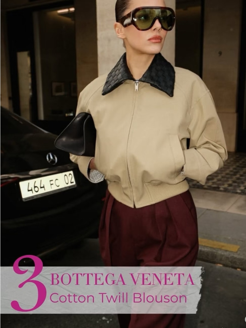 Bottega Veneta Detachable Lambskin Woven Collar High-Count Twill Cotton Barn Jacket