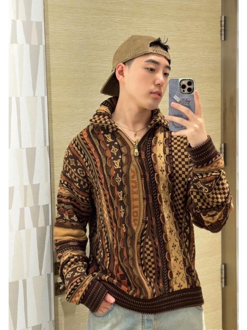 Louis Vuitton LV x Nigo Monogram Jacquard Half-Zip High-Neck Sweater