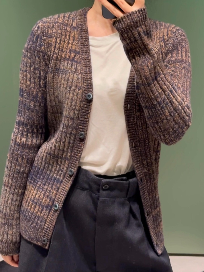 Prada 25FW V-Neck Cardigan in Heathered Tones