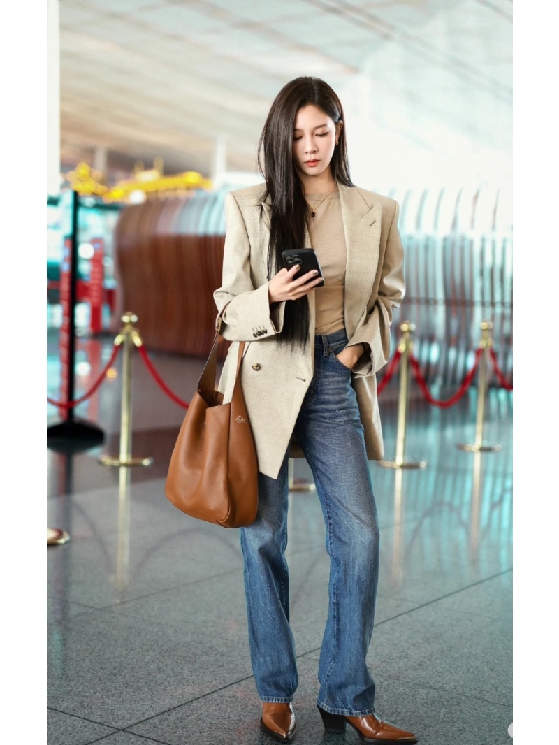 Saint Laurent YSL Luxe Wool Blend Double-Breasted Blazer in Beige