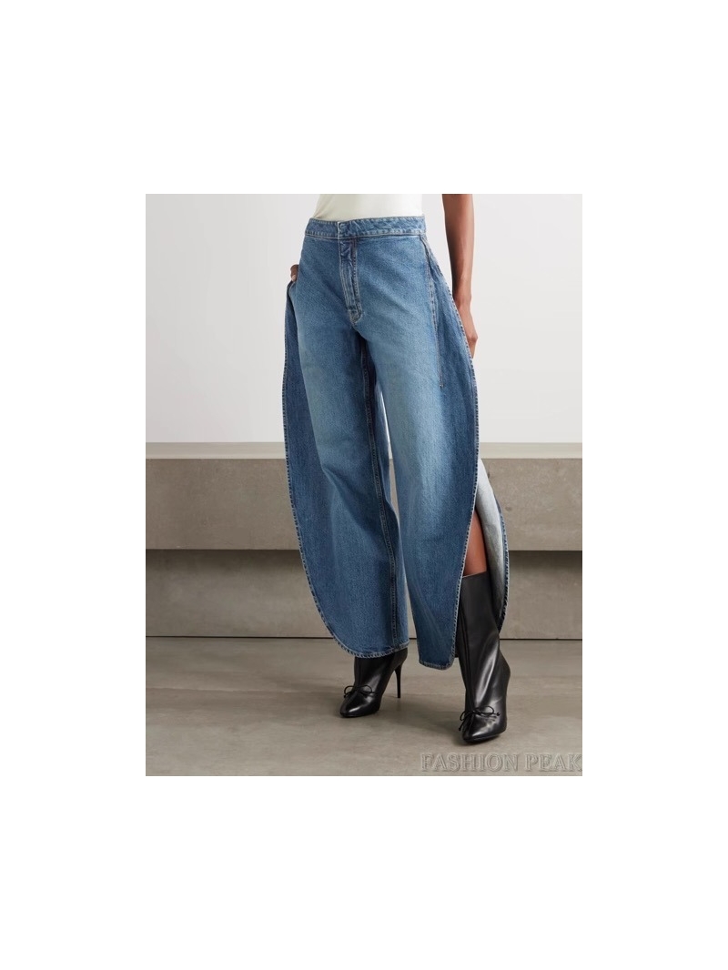 Alaia Low-Rise Petal-Hem Denim Skirt - Sculpted, Flared, Medium Blue