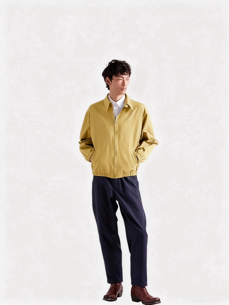 Prada Unisex Laoganbu Jacket in Mustard Yellow – Luxe Cotton Twill, Oversized Chic