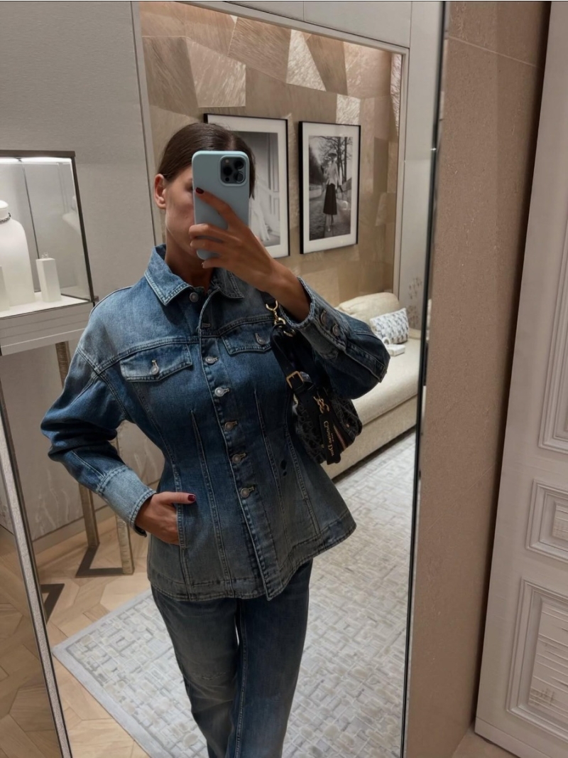 Dior 25Fw Oversized Slim-Fit Denim Jacket | Washed Blue Vintage Wash | Artisan Tailoring & Metallic Details