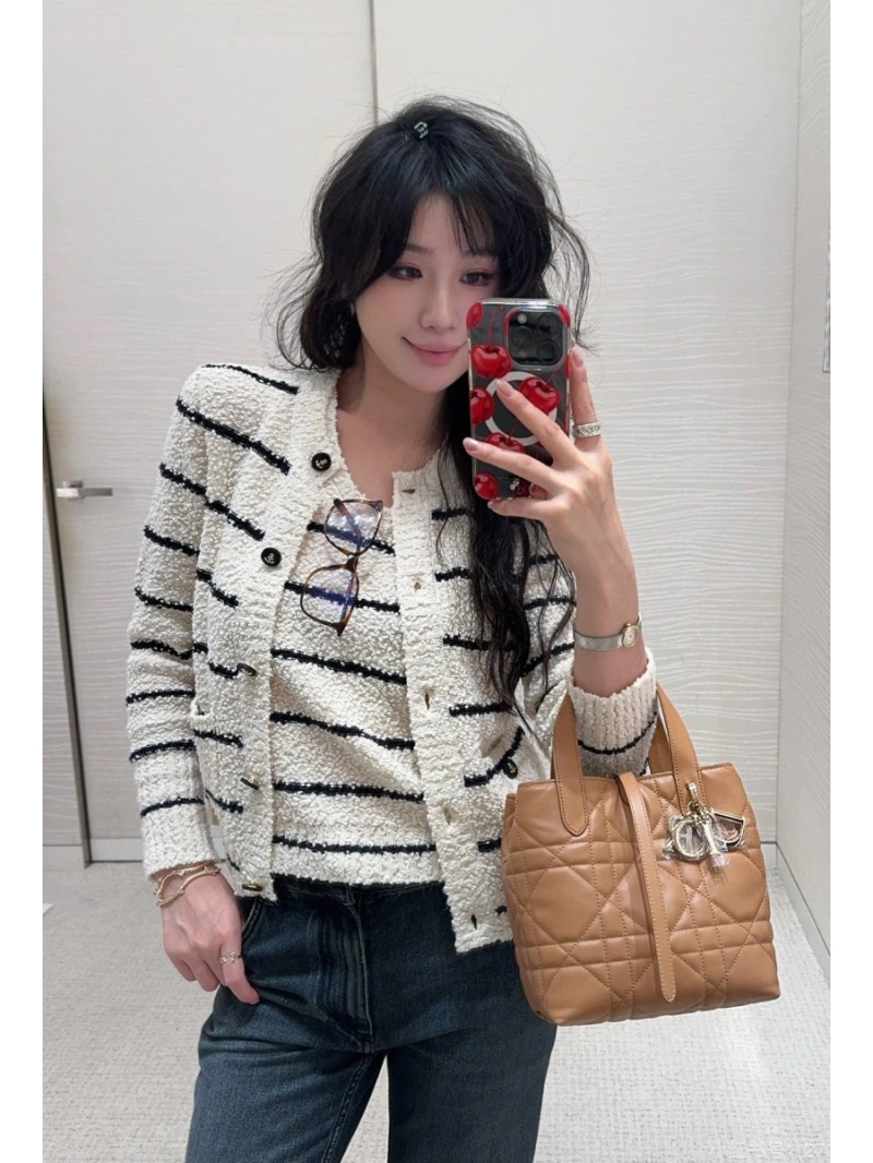 Dior Miss Dior Inspired Nautical Striped Cardigan | Premium German Textured Yarn | Slim Fit Round Neck