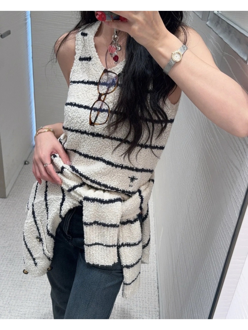 Dior Miss Dior Timeless Nautical Striped Knit Vest in Premium German-Spun Yarn