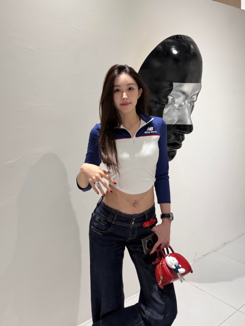 Miu Miu x New Balance Half-Zip Pullover Top | Limited Edition Colorblock Cropped Fit | Navy/White