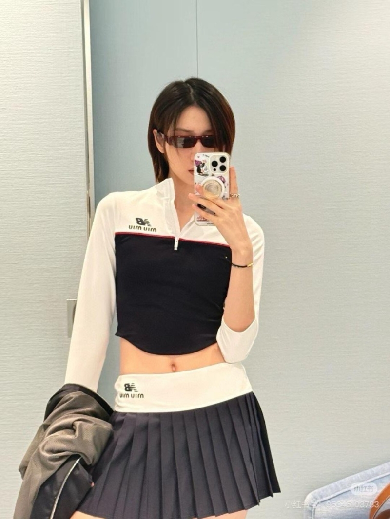 Miu Miu x New Balance Limited Edition Cropped Track Top | Elevated Navy/White Color-Block Quarter-Zip